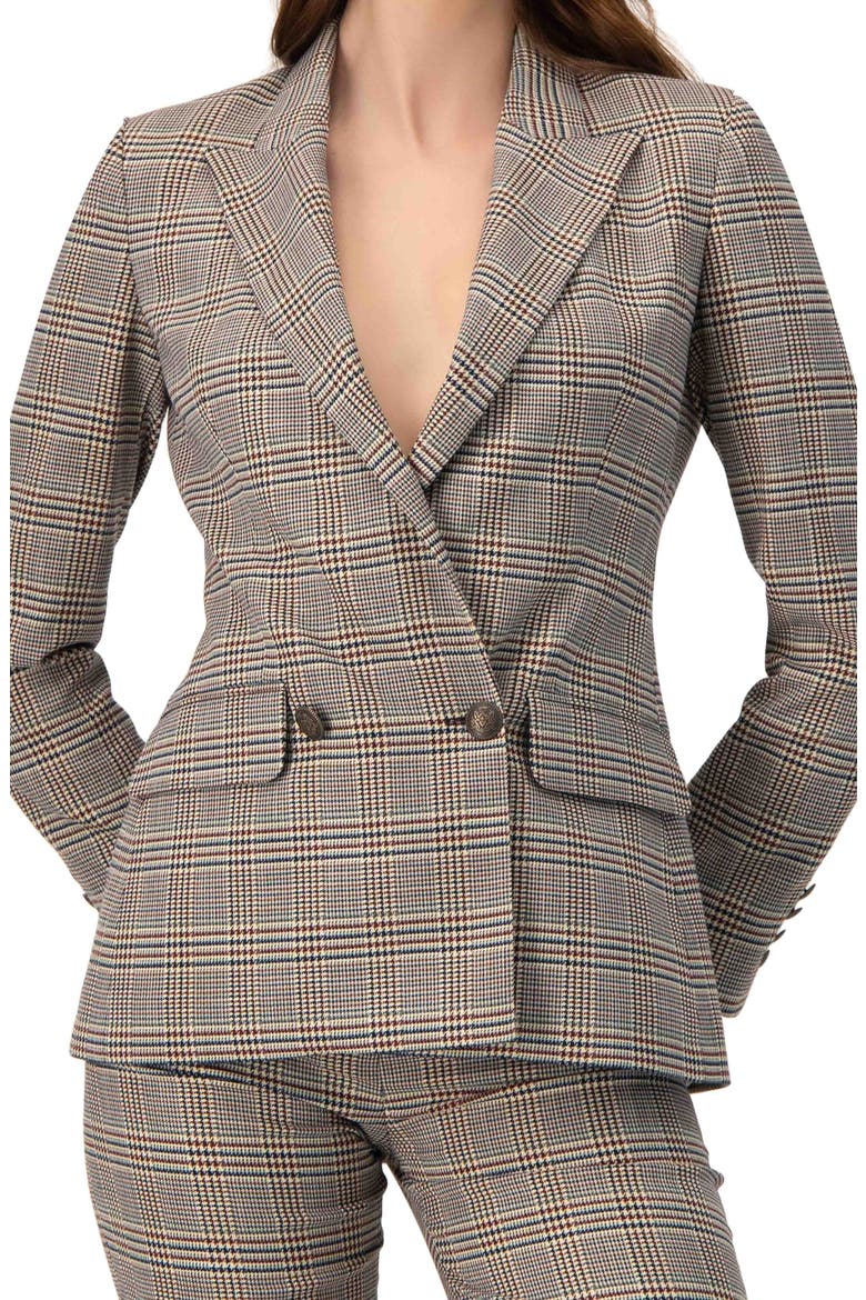 Double-Breasted Prince of Wales Blazer, Alternate, color, Multi-Brown