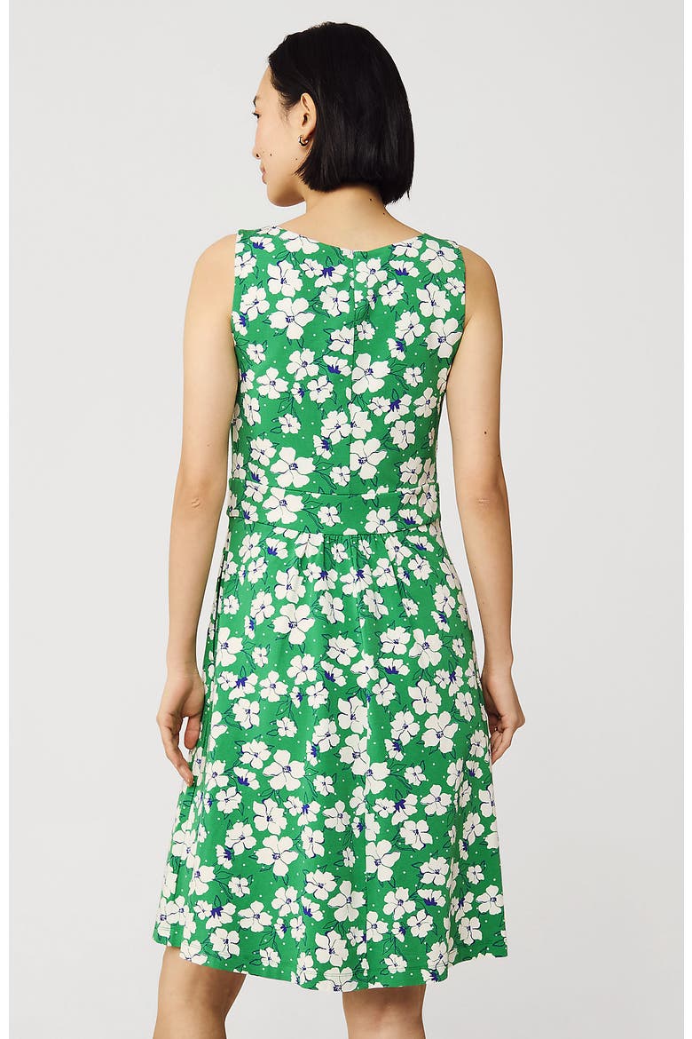 Cotton Modal Pleated Fit and Flare Dress, Alternate, color, Vibrant Clover Floral