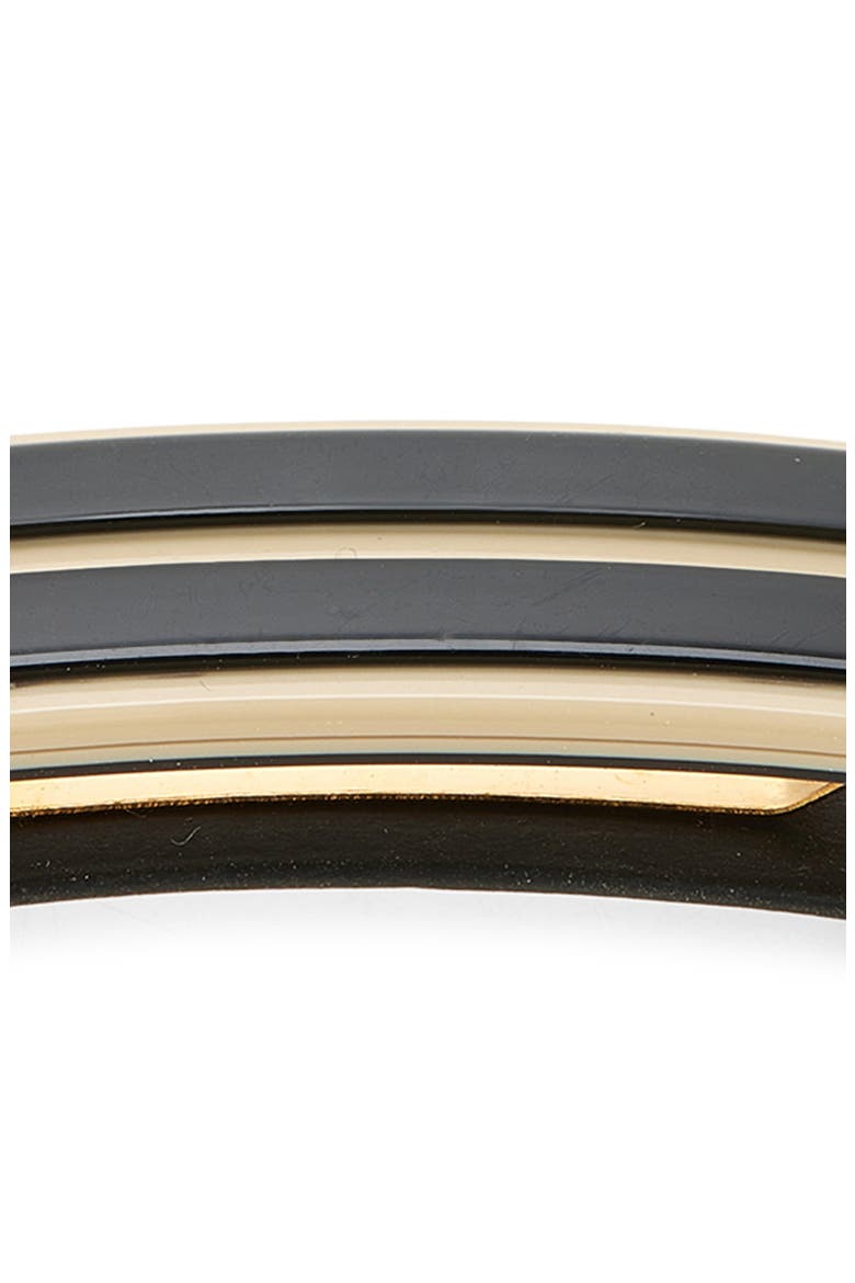 Small Stripe Barrette, Alternate, color, BLACK/ IVORY