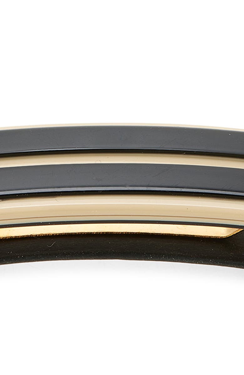 France Luxe Small Stripe Barrette, Alternate, color, Black/ Ivory