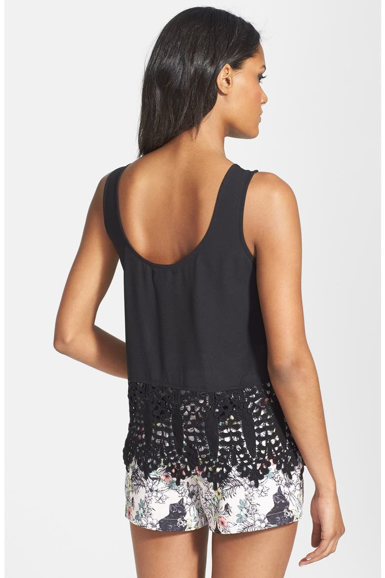 Crochet Hem Tank, Alternate, color, BLACK