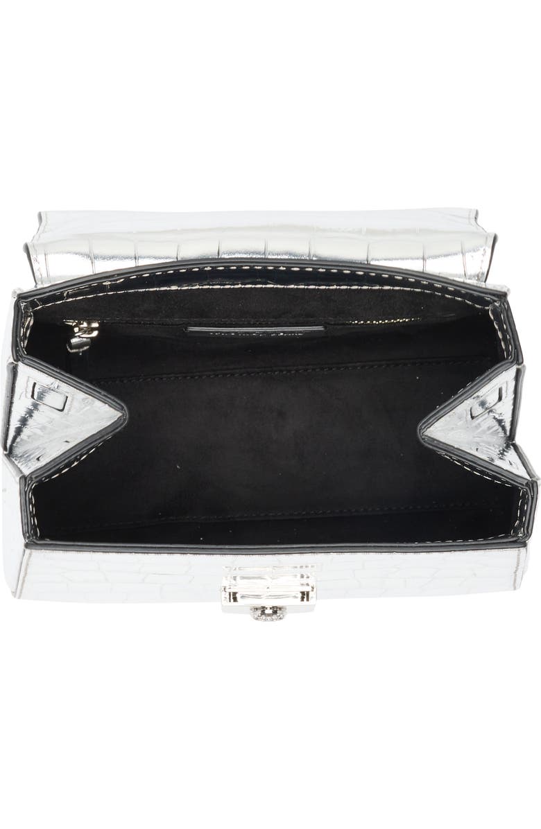 Veronica Beard Crest Lock Croc Embossed Leather Top Handle Bag, Alternate, color,