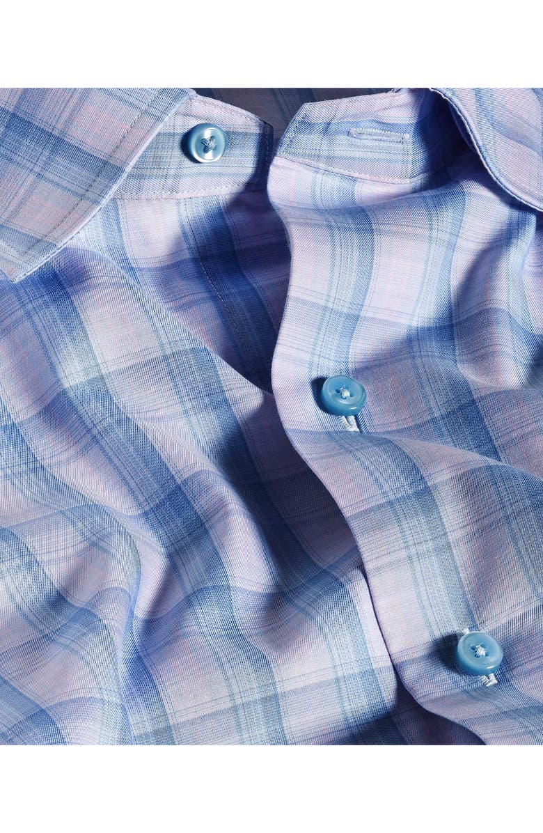 David Donahue Shadow Check Cotton Twill Button-Up Shirt, Alternate, color, Blue/ Pink