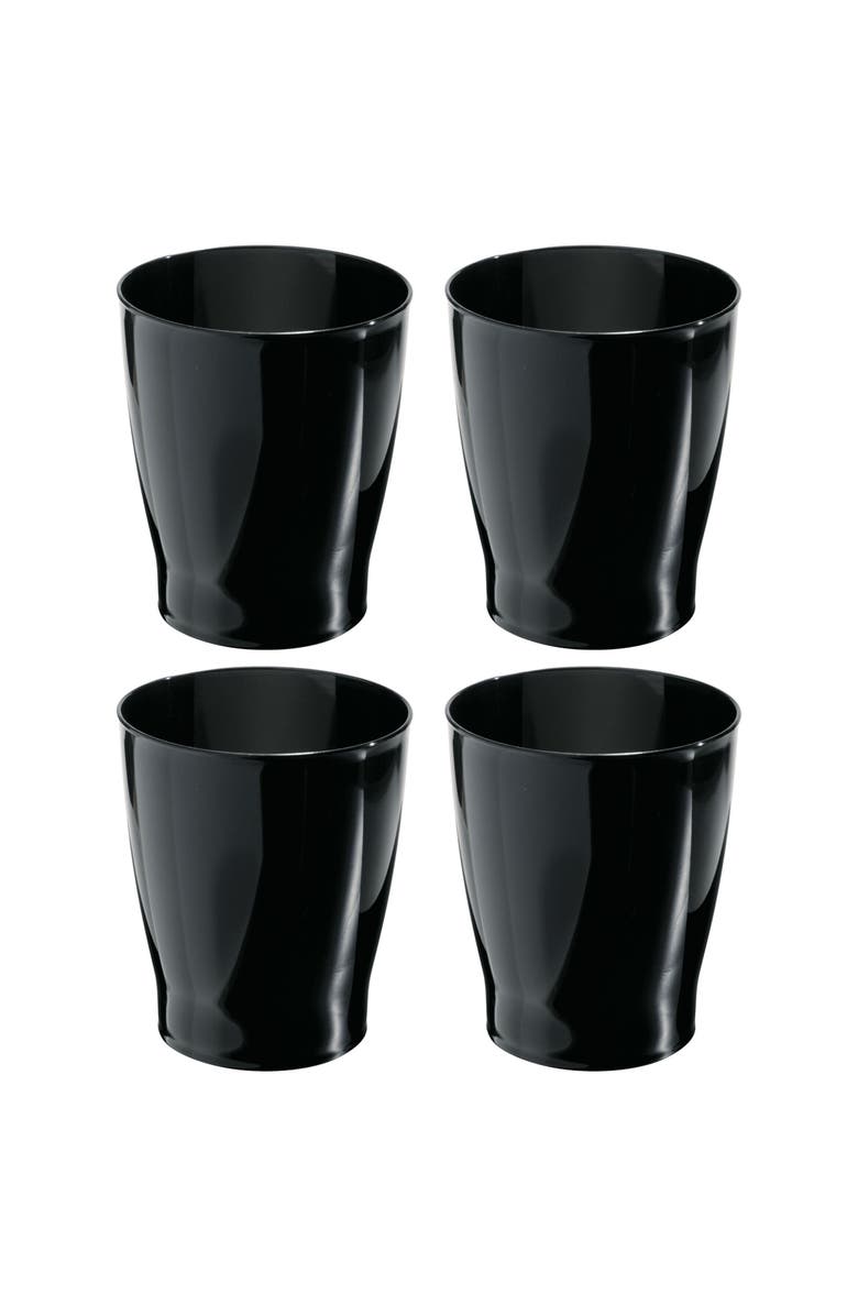 iDesign Small Round Plastic Bathroom Trash Can - Ideal for Bathroom or Office - Set of 4 - Black, Main, color, 