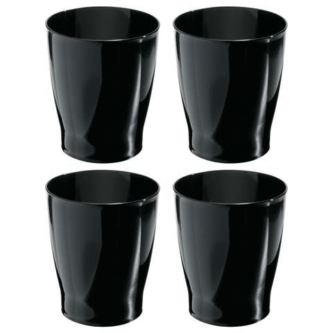 Small Round Plastic Bathroom Trash Can - Ideal for Bathroom or Office - Set of 4 - Black
