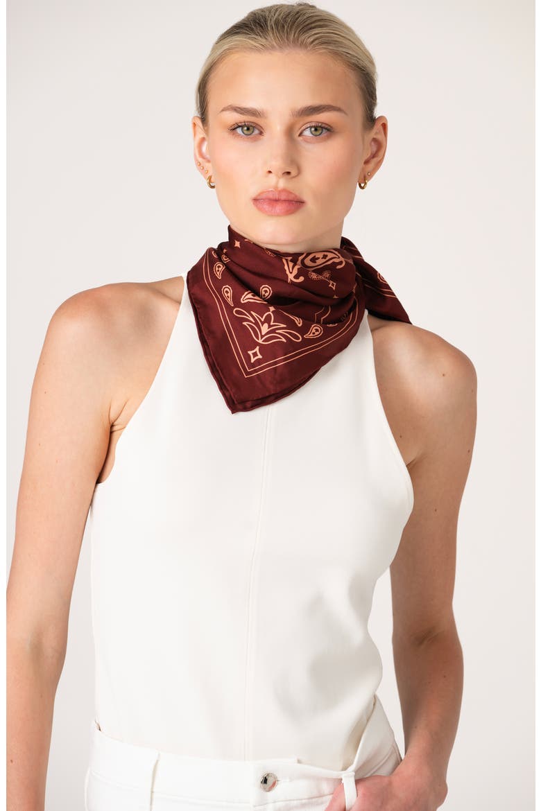 Scarlet Paisley Double Sided Silk Scarf, Alternate, color, Red