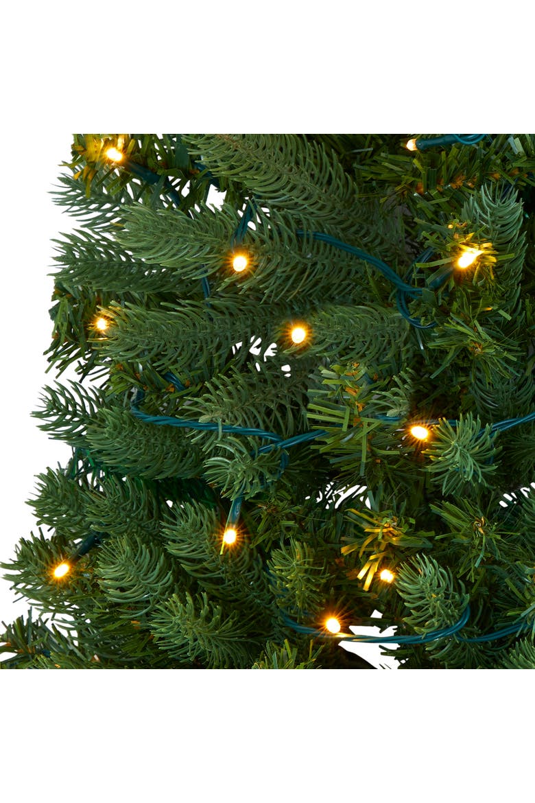 4-ft Flat Back Wall Hanging Artificial Christmas Tree with 50 Clear LED Lights, Alternate, color, Green
