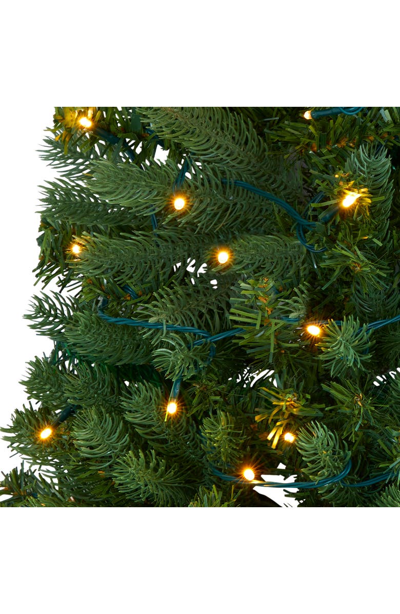 NEARLY NATURAL 4-ft Flat Back Wall Hanging Artificial Christmas Tree with 50 Clear LED Lights, Alternate, color, Green