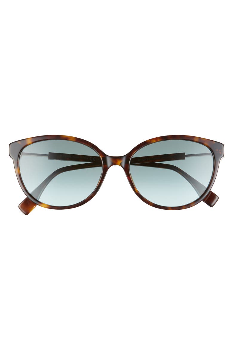 57mm Round Cat Eye Sunglasses, Alternate, color, DKHAVANA/ GREEN AQUA