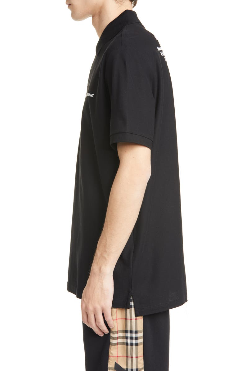 Burberry Horseferry Logo Black Short Sleeve Polo, Alternate, color, 