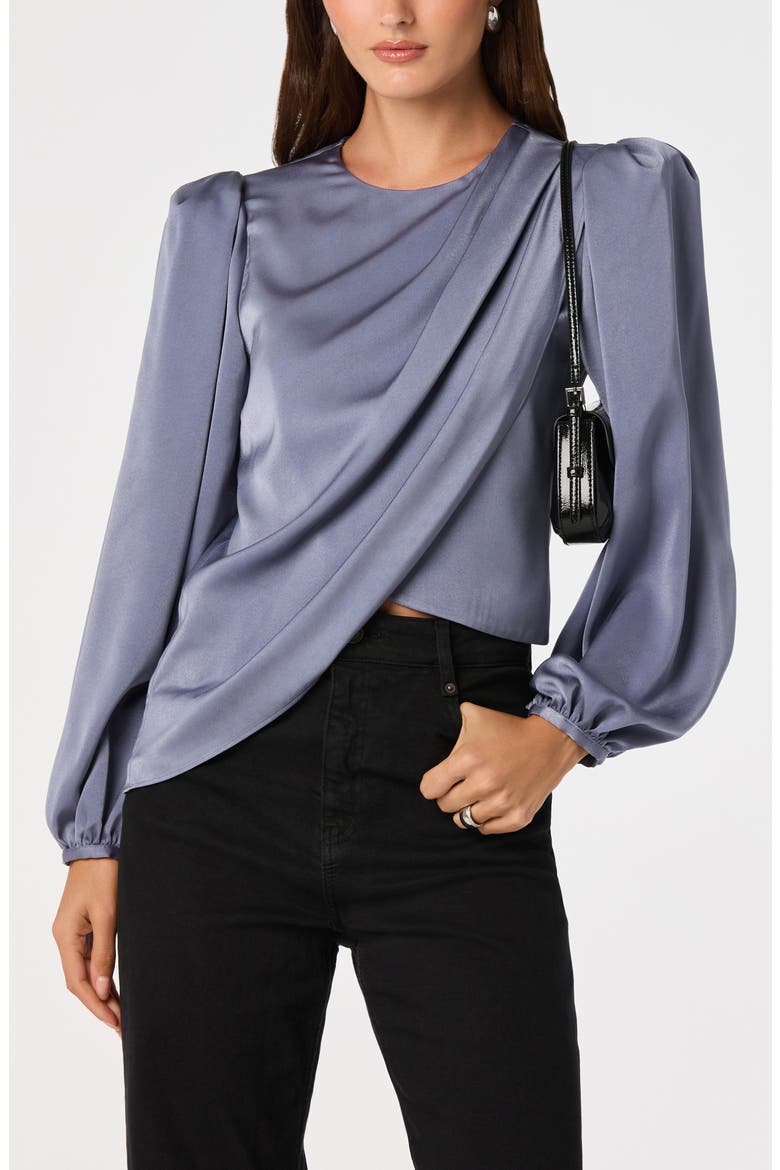 Beatrice Satin Drape Top, Main, color, SLATE BLUE