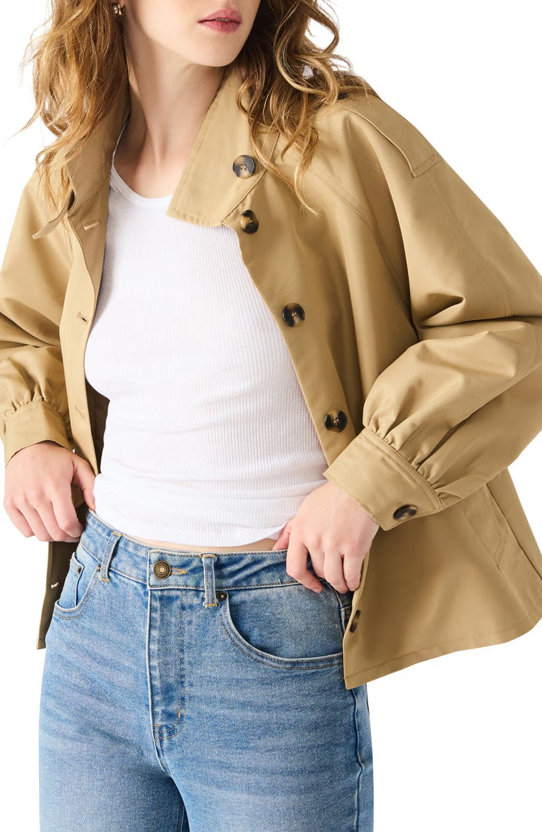 Steve Madden Kaylee Cotton Blend Crop Trench Coat, Alternate, color, Khaki