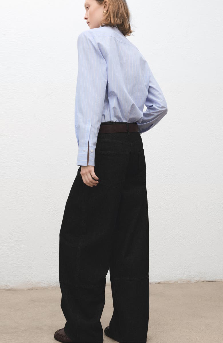 MANGO Patch Detail Barrel Leg Jeans, Alternate, color, Black