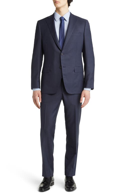 Heritage Gold Check Wool Suit in Blue 