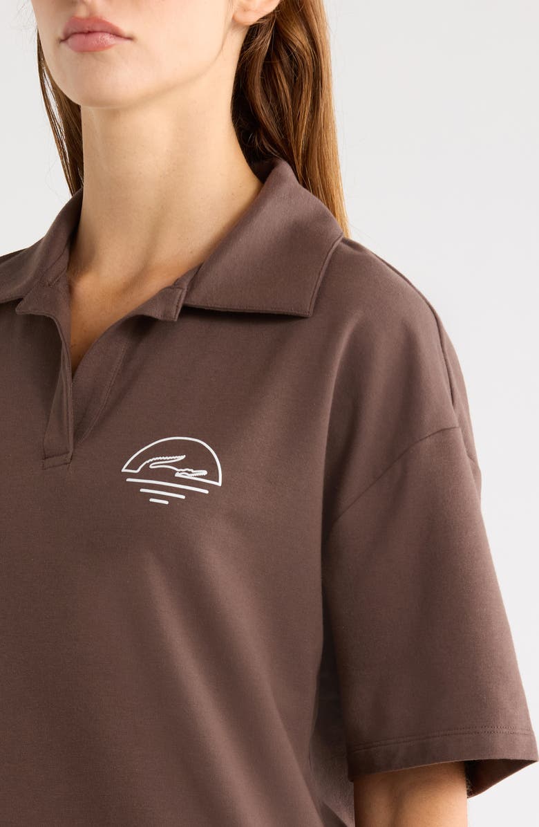 Lacoste Loungewear Cotton Blend Fleece Pajama Polo, Alternate, color, Grume