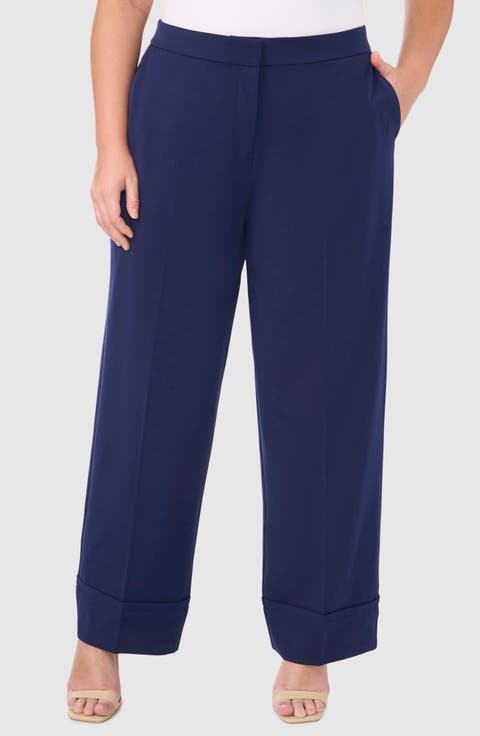 Cuffed Wide Leg Pants (Plus)