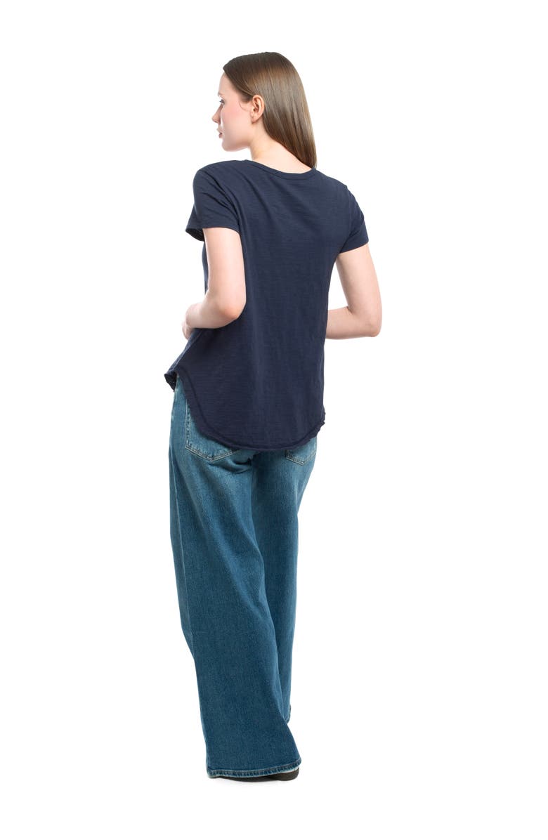 WILT Clothing Short Sleeve Shrunken V-Neck Shirttail Top, Alternate, color, Peacoat