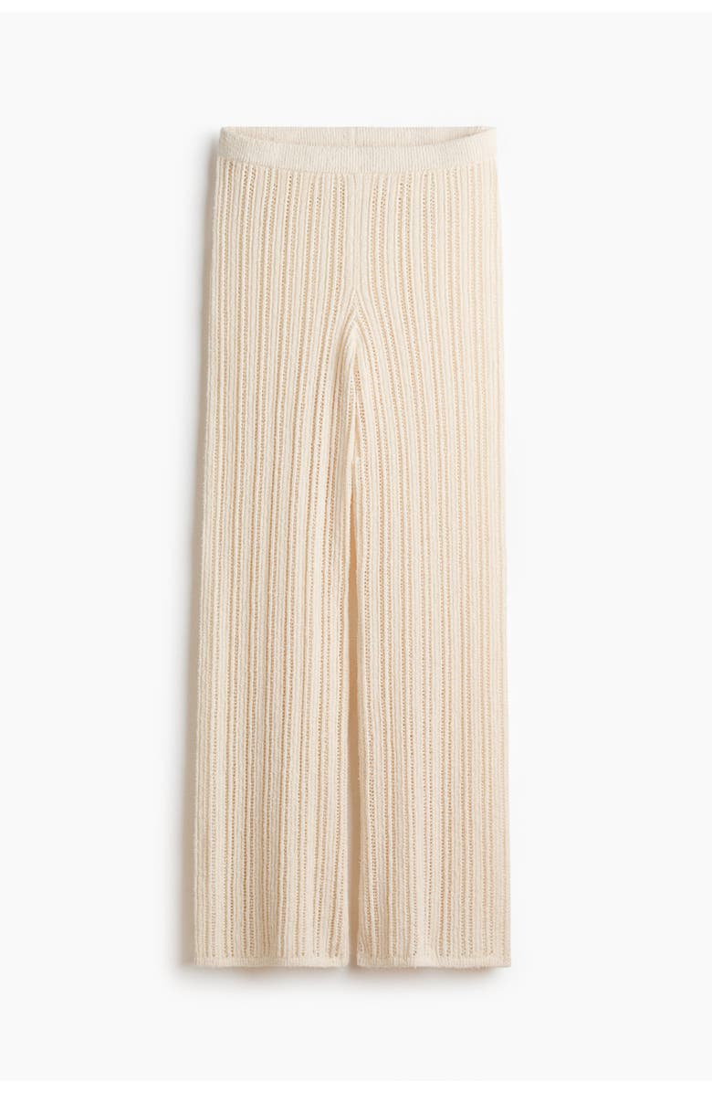 H&M Wide Crochet-look Trousers, Main, color, Light Beige
