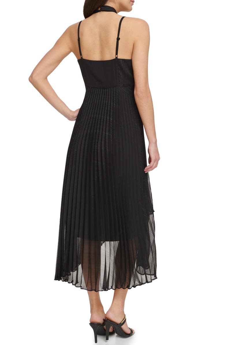 DKNY Pleated Halter Neck High-Low Dress, Alternate, color, 