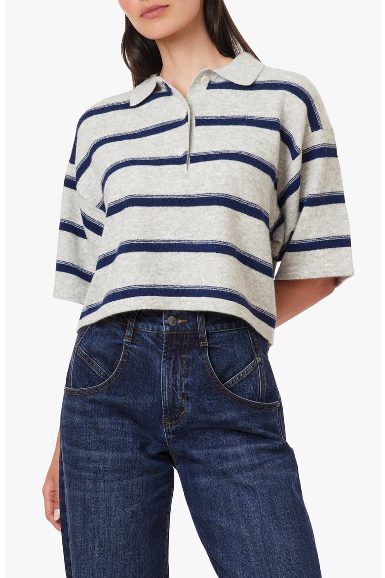 Stripe Rugby Polo Sweater, Main, color, HEATHER GREY