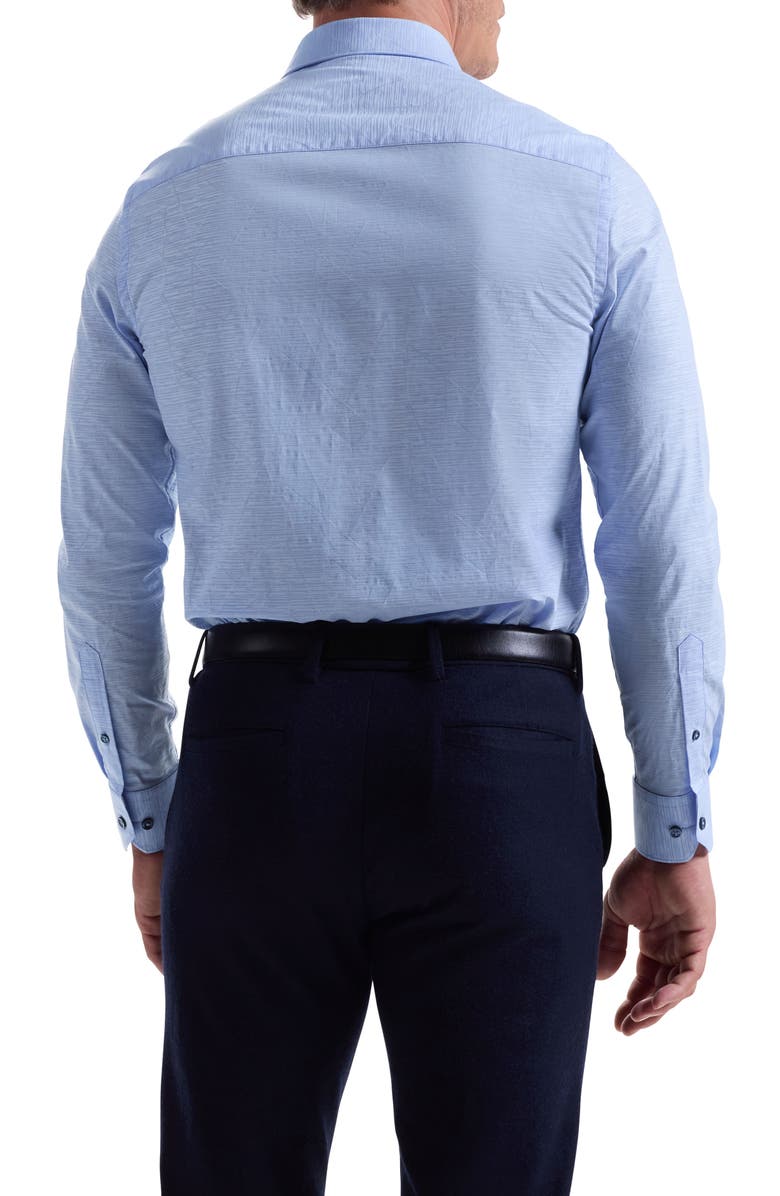 Bugatchi Julian Shaped Fit Abstract Stripe Stretch Cotton Button-Up Shirt, Alternate, color, Sky