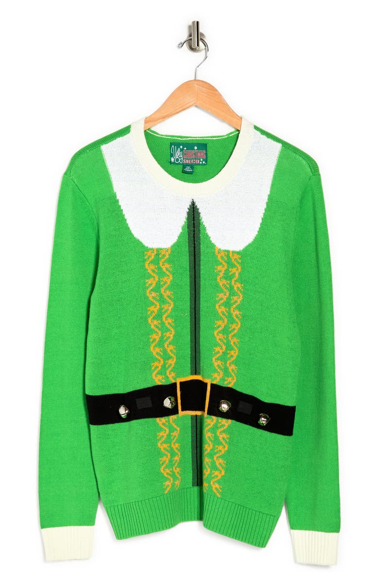 Ugly Christmas Sweater Elf Suit Sweater, Alternate, color, 