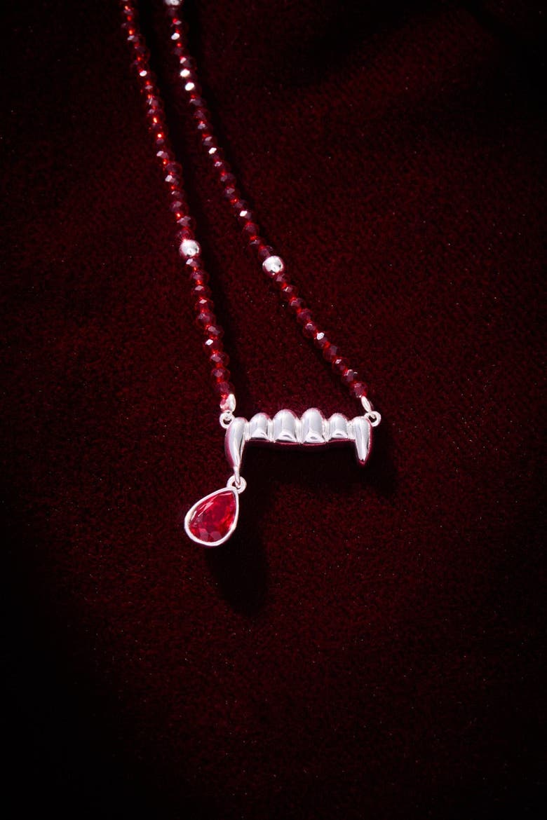 Vampire Teeth Fangs Pendant, Alternate, color, Silver
