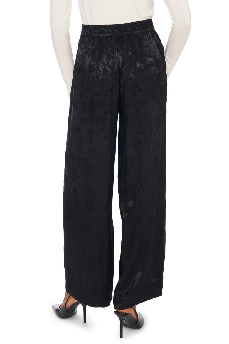 Floral Jacquard Wide Leg Pants, Alternate, color, RICH BLACK
