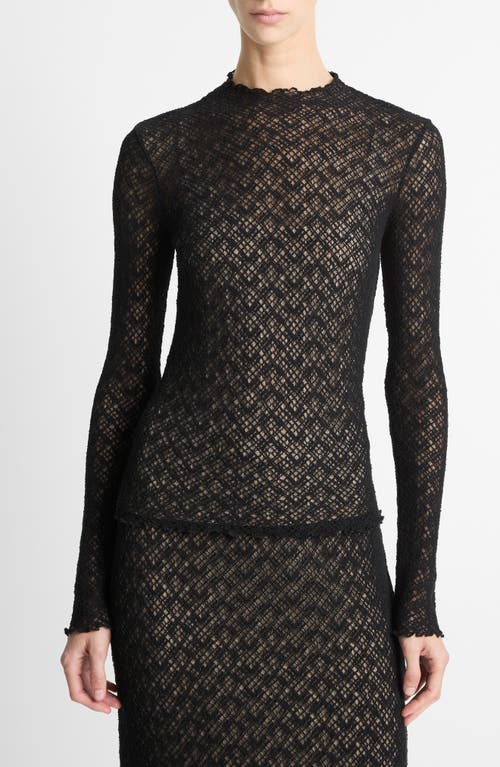 Vince Top Long-sleeved Diamond In Lace In Multi