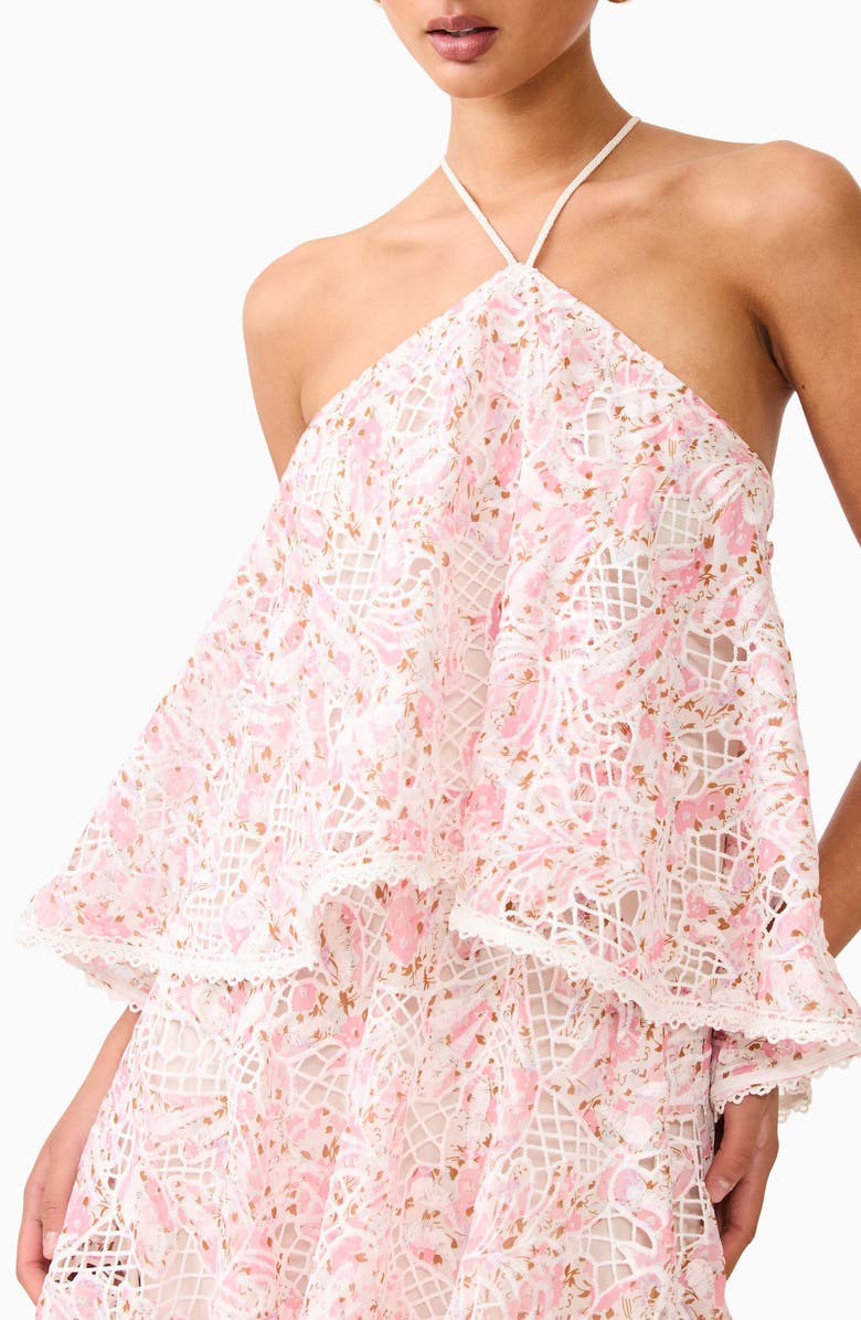 Elliatt Valencia Floral Tiered Gown, Alternate, color, Pink Multi