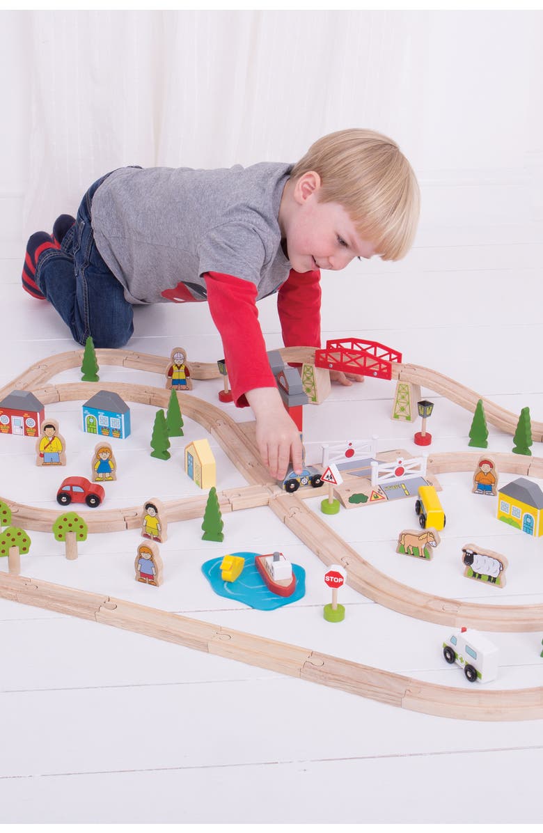 Bigjigs Rail Town and Country Train Set, Alternate, color, Multicoloured