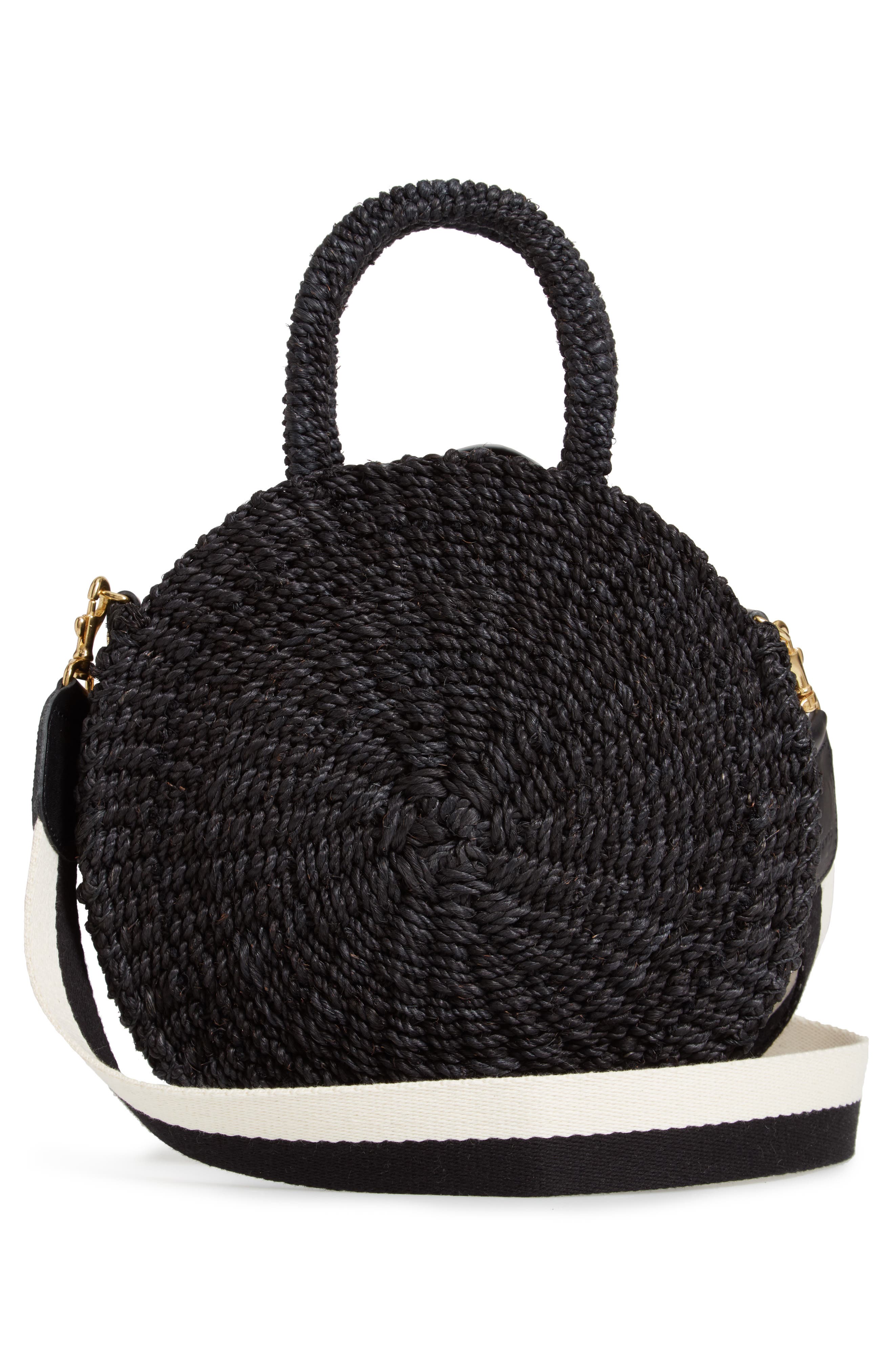 Moyen Alice Woven Sisal Bag, Alternate, color, BLACK BLACK