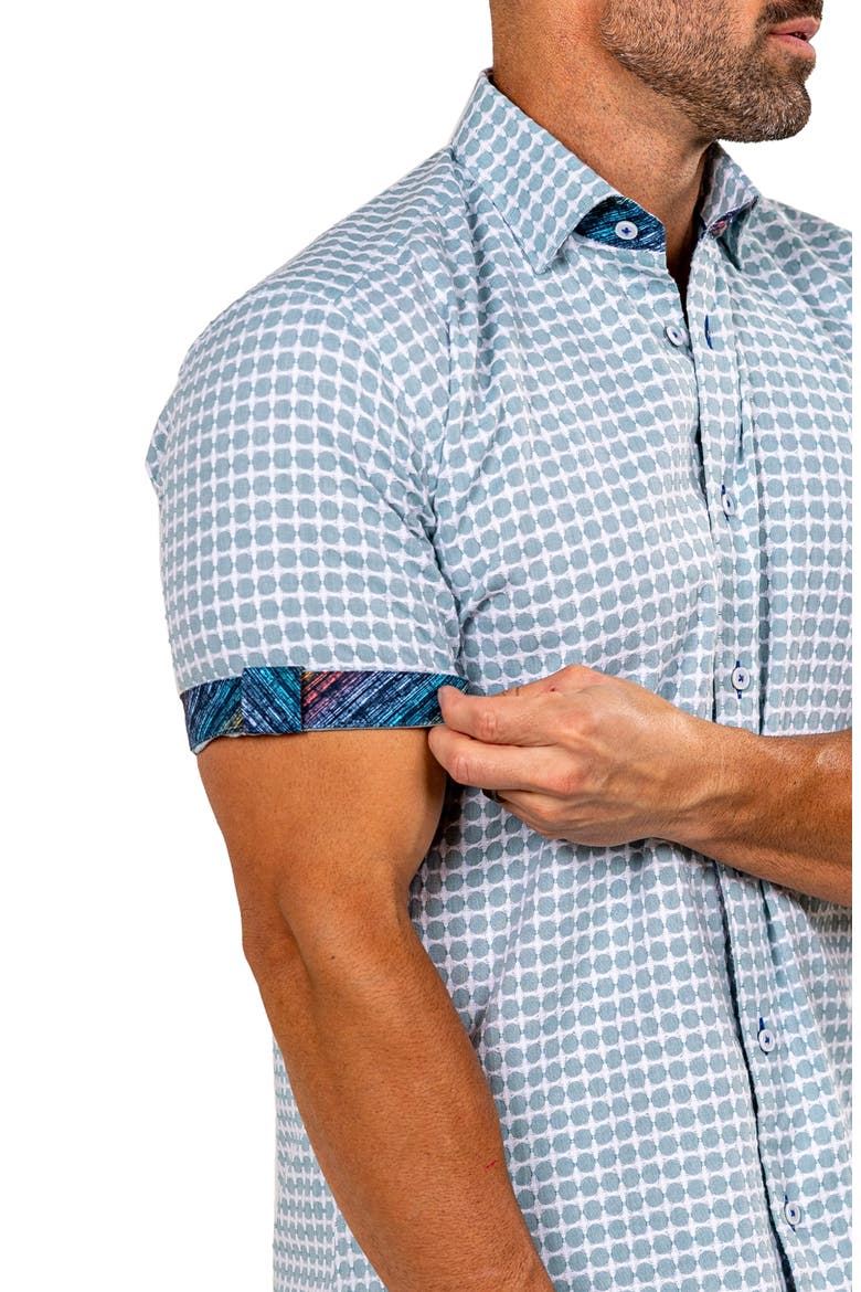Galileo Marthy Short Sleeve Cotton Button-Up Shirt, Alternate, color, GREEN