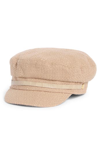 Vince Camuto Nubby Captain's Croc Embossed Band Skipper Cap In Brown