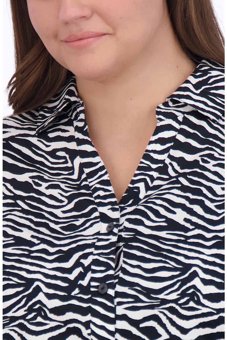 Mary Zebra Print Cotton Button-Up Shirt, Alternate, color, BLACK/WHITE