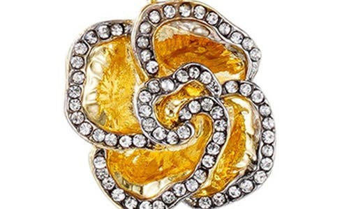 Adornia Plated Crystal Encrusted Flower Pendant Necklace In Gold