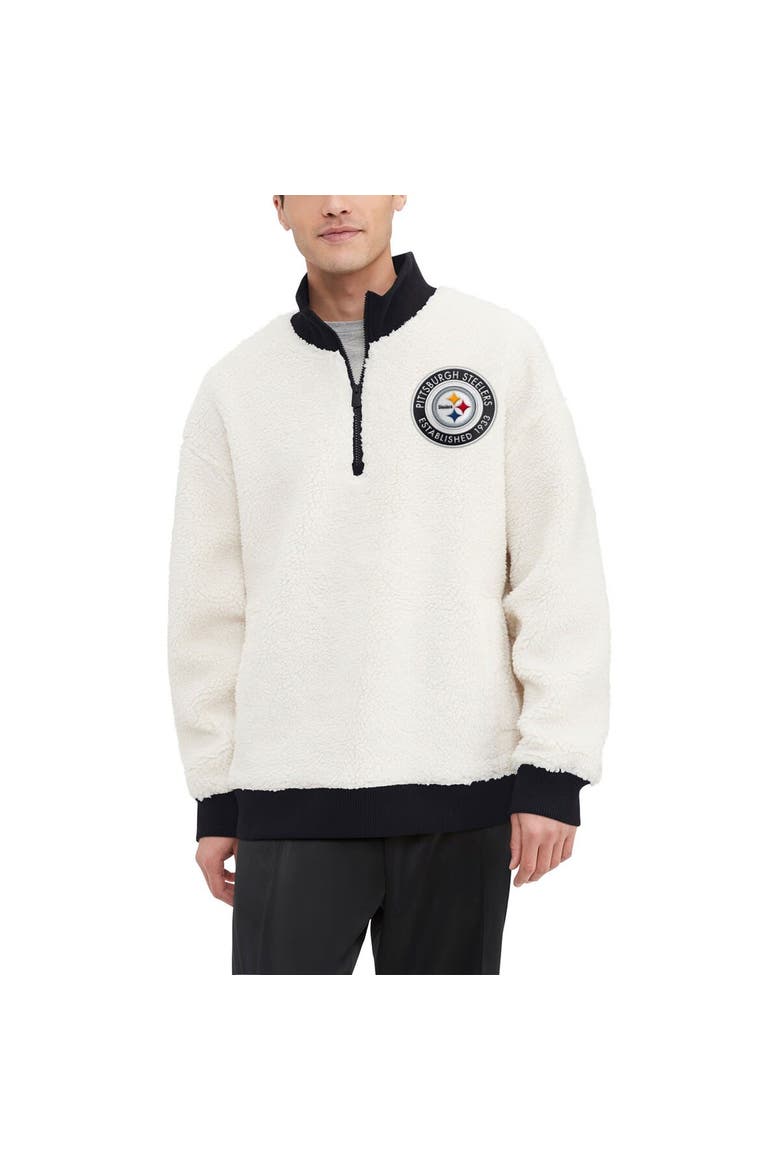 Men's Tommy Hilfiger  Cream Pittsburgh Steelers Jordan Sherpa Quarter-Zip Sweatshirt, Main, color, Cream
