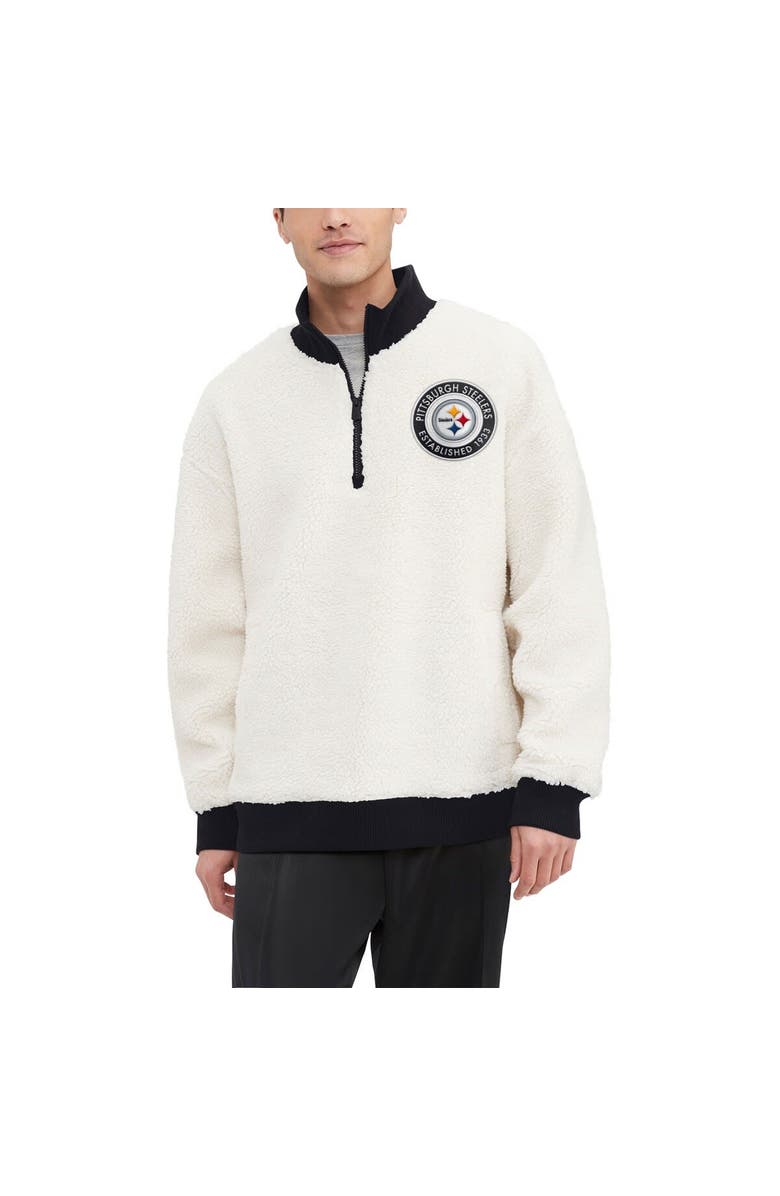 Tommy Hilfiger Men's Tommy Hilfiger  Cream Pittsburgh Steelers Jordan Sherpa Quarter-Zip Sweatshirt, Main, color, Cream