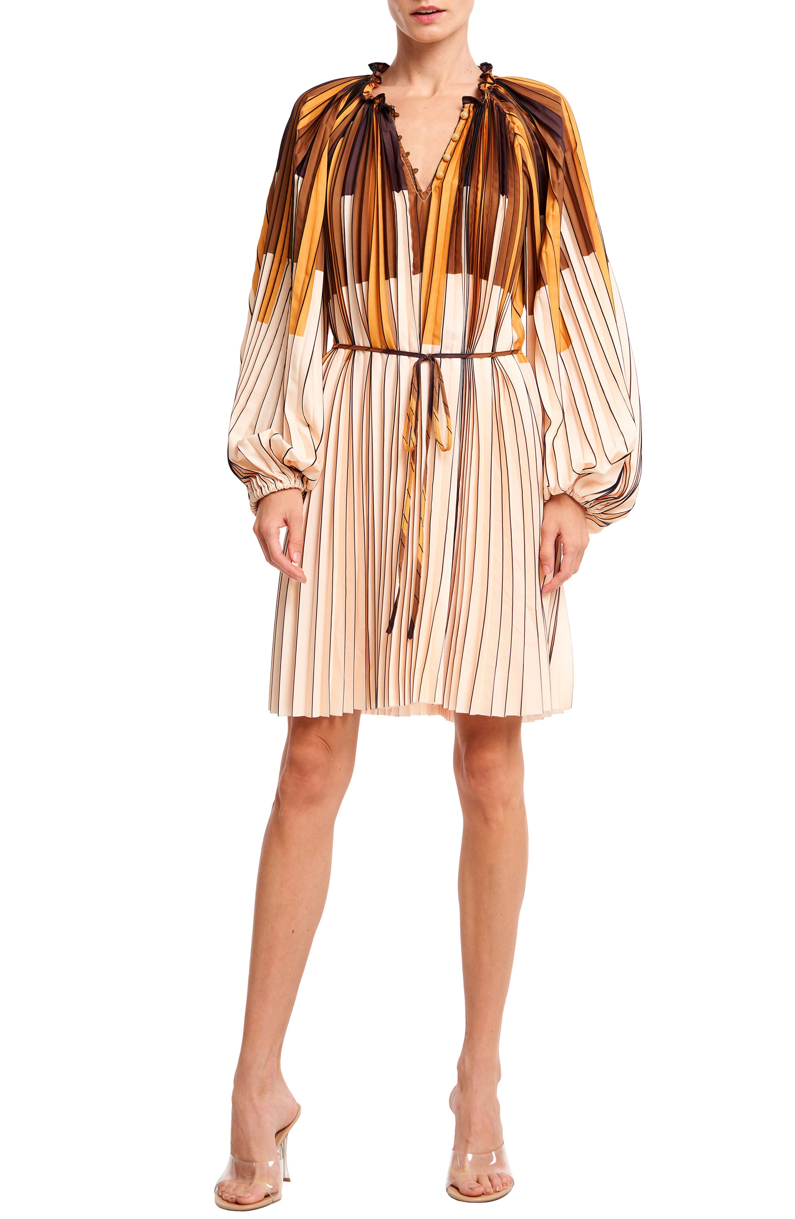 Jordanna Print Tie Waist Long Sleeve Dress