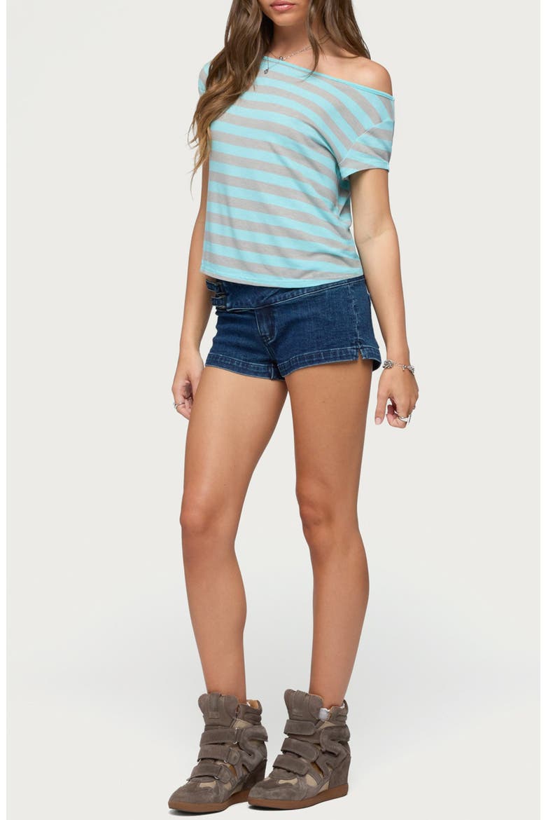 Sandie One-Shoulder Top, Alternate, color, TURQUOISE-AND-GRAY-MELANGE