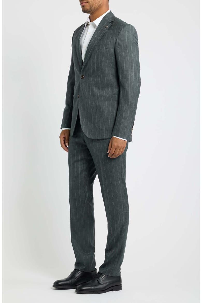 Morton Striped Wool Suit, Alternate, color, OLIVE