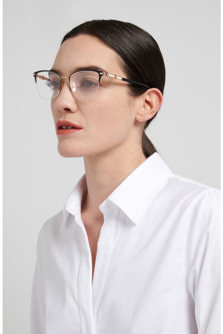52mm Cat Eye Reading Glasses, Alternate, color, GOLD BLACK