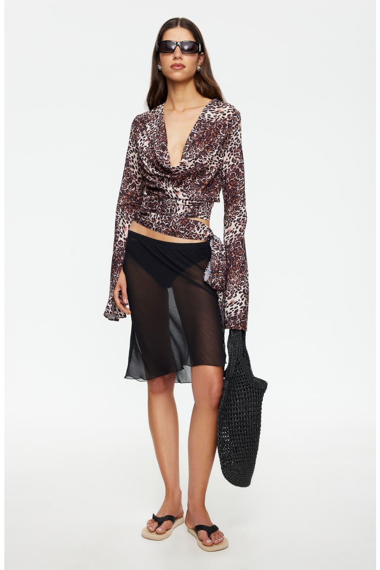 Daze Cowl Neck Crop Top, Alternate, color, LEOPARD