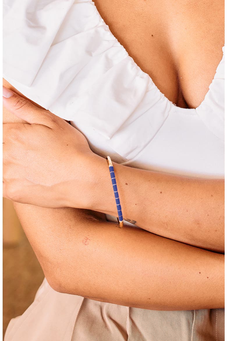 Newport Enamel Bangle, Alternate, color, GOLD/ NAVY