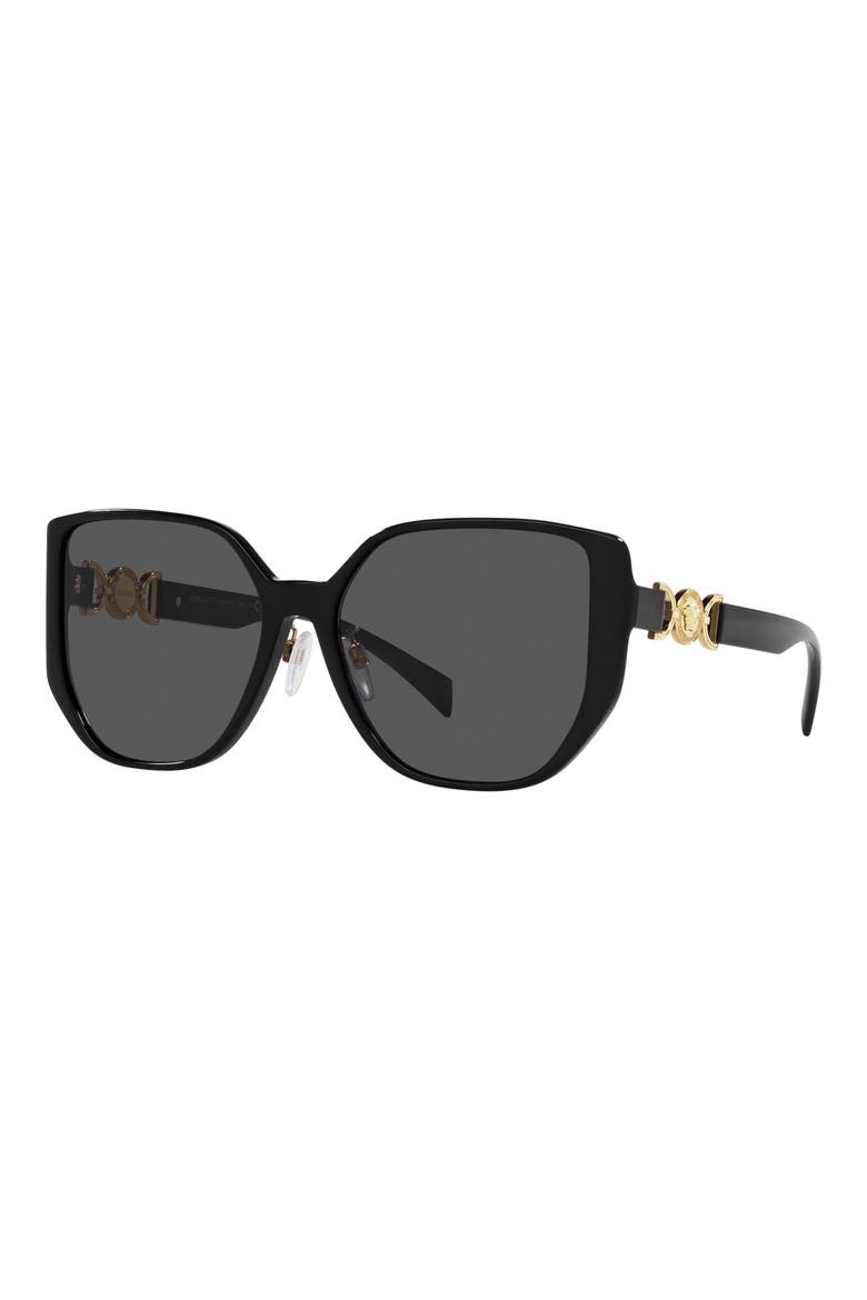 58mm Irregular Sunglasses, Alternate, color, BLACK