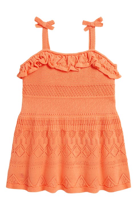 Ruffle Cotton Pointelle Sweater Dress (Baby)