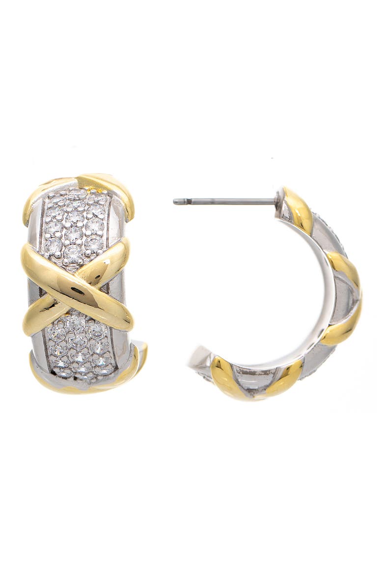 Cubic Zirconia Hoop Earrings, Main, color, GOLD / CUBIC ZIRCONIA