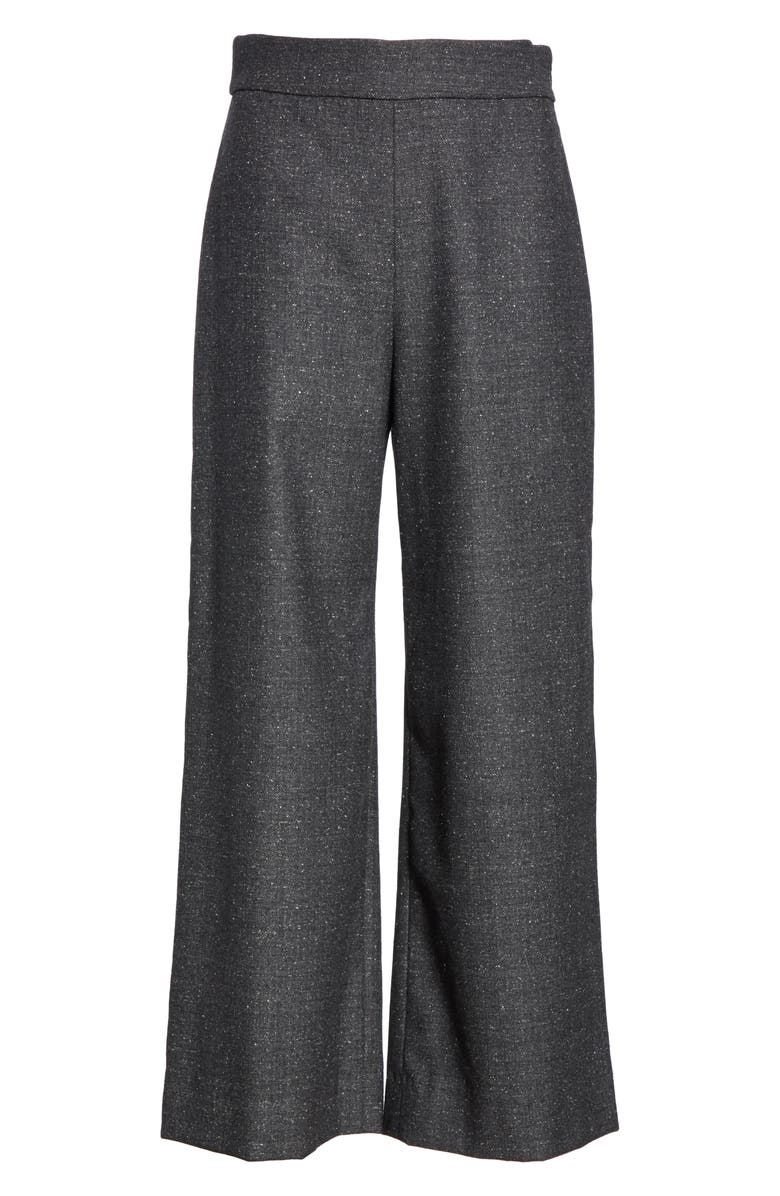Rebecca Taylor Wide Leg Crop Wool & Silk Blend Trousers, Alternate, color, 