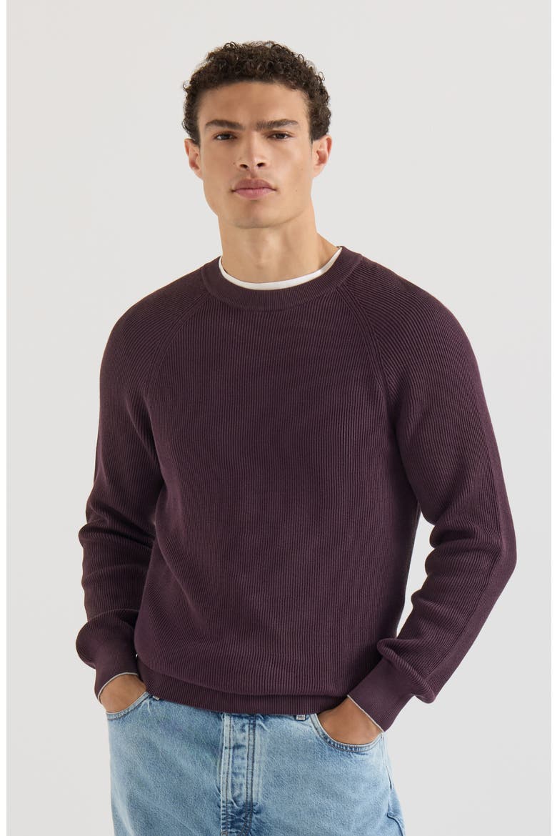 Cotton English rib sweater with raglan sleeves, Main, color, Grey