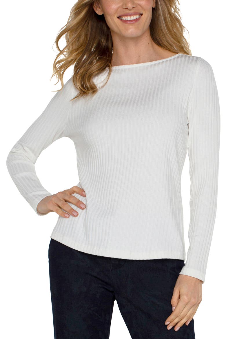 Rib Boat Neck Top, Alternate, color, SNOW